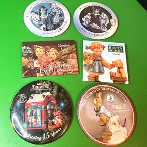 Promo Pinback Button Lot Fontanini Goebel Enesco Berta Hummel Beatrix Potter VTG